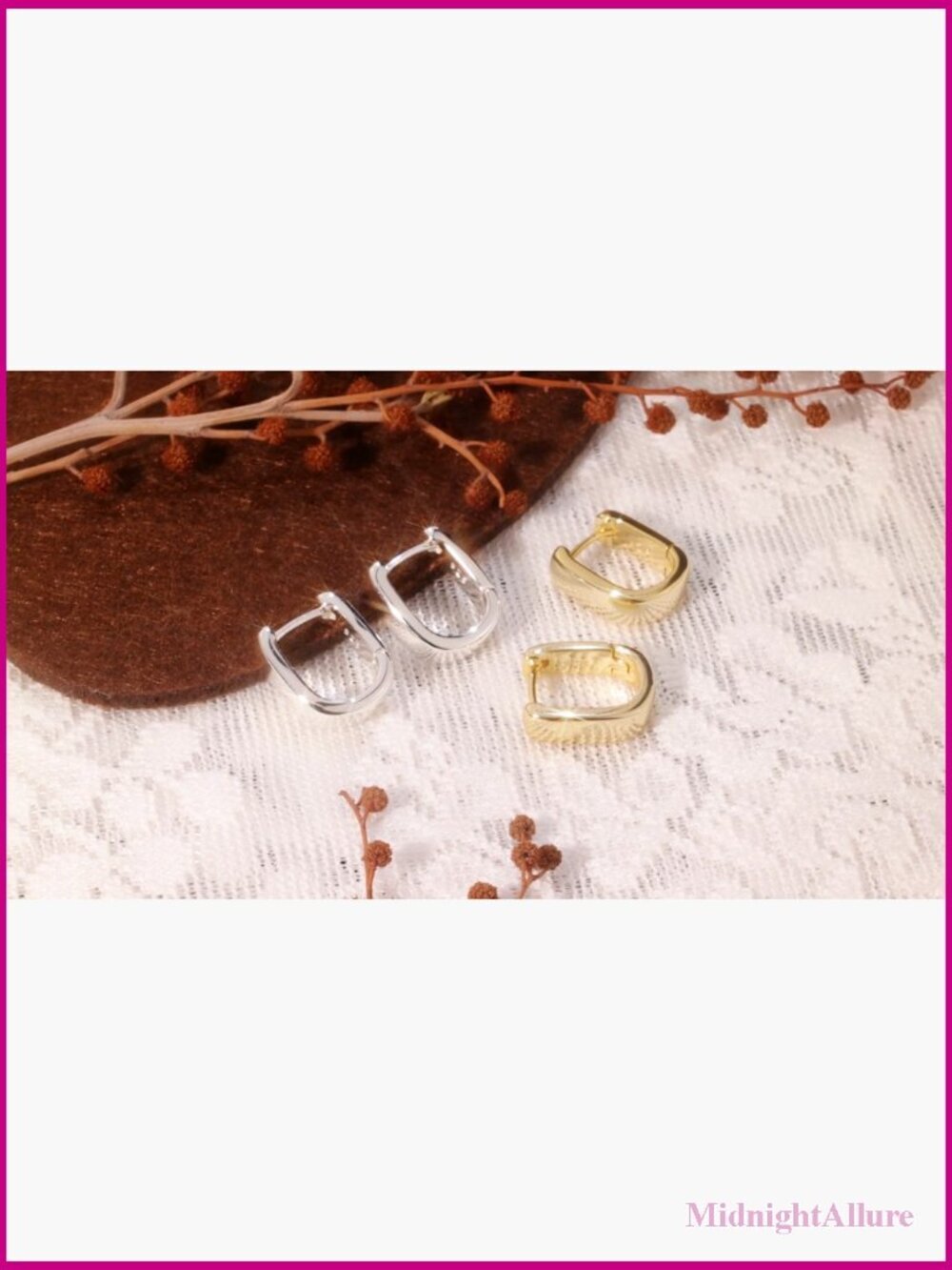 Small Chunky Huggie Hoop Earrings Hypoallergenic Thick Silver - Picture 7 of 7